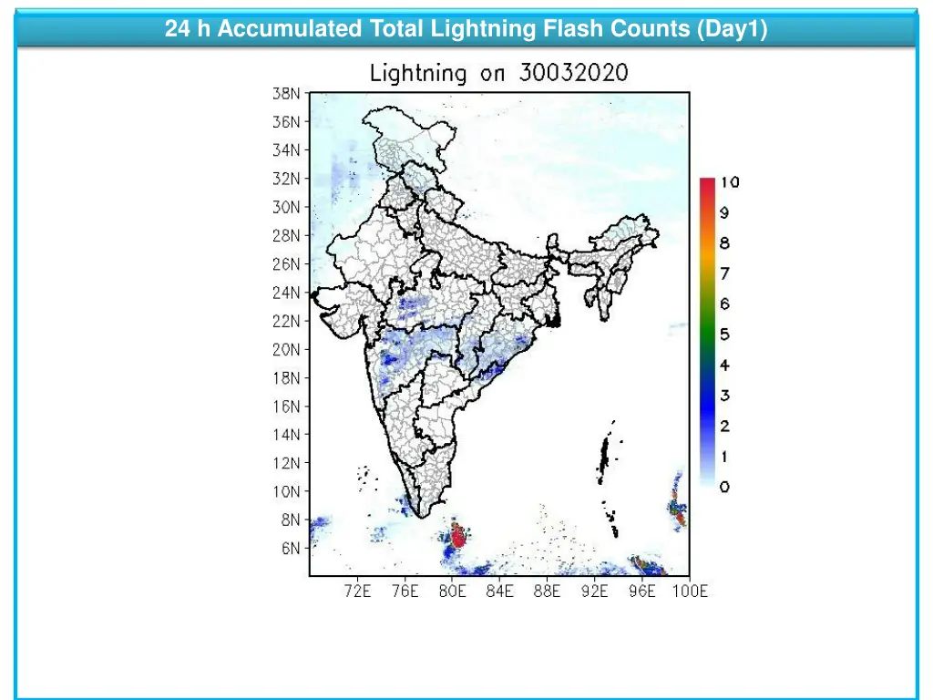 24 h accumulated total lightning flash counts day1