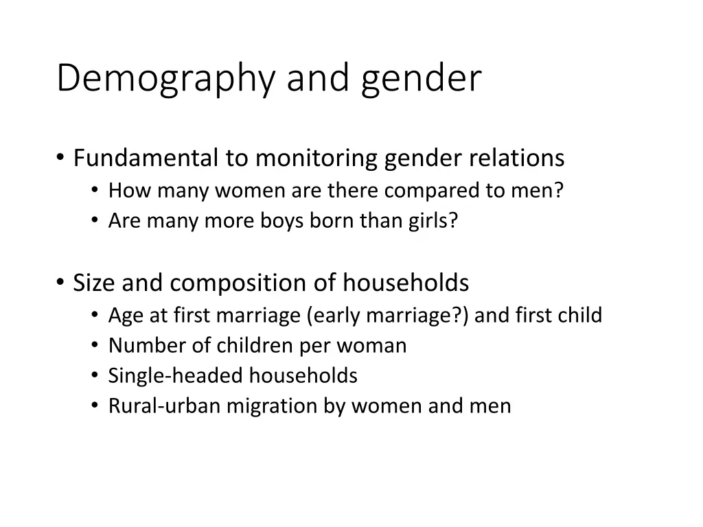 demography and gender