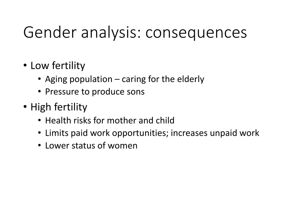 gender analysis consequences