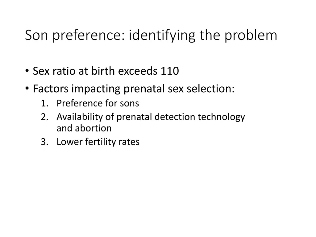 son preference identifying the problem