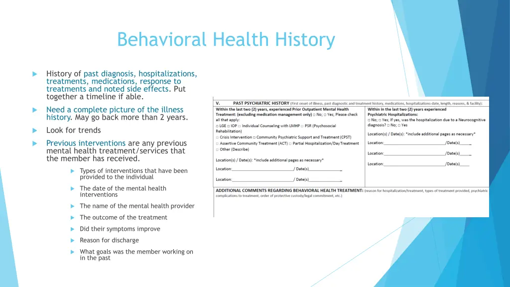 behavioral health history