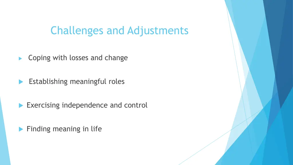 challenges and adjustments