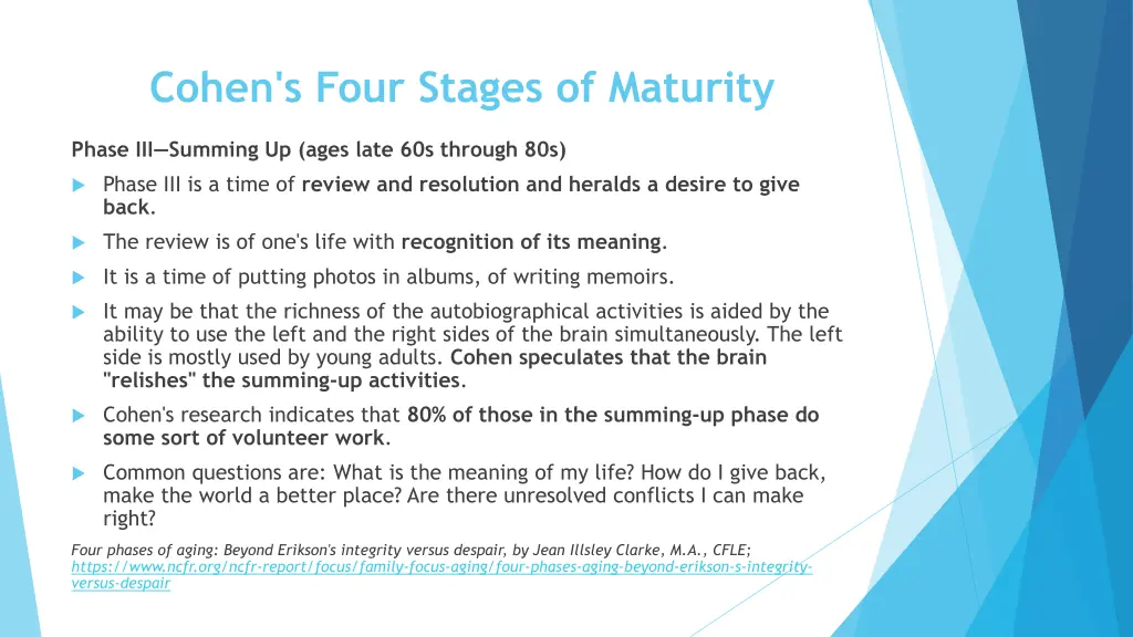 cohen s four stages of maturity 2