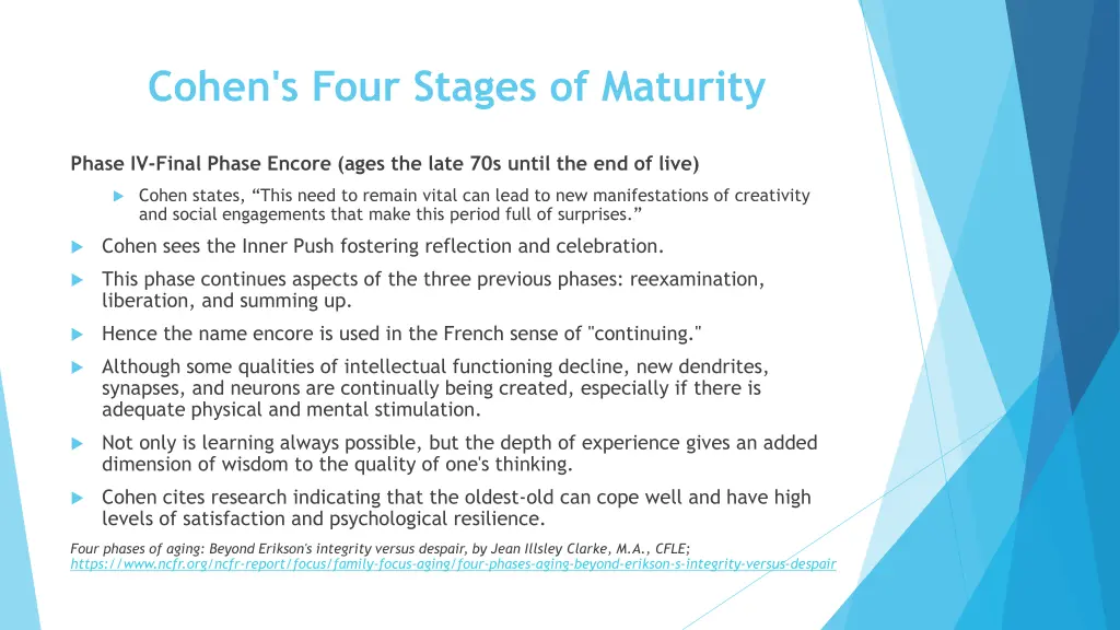 cohen s four stages of maturity 3