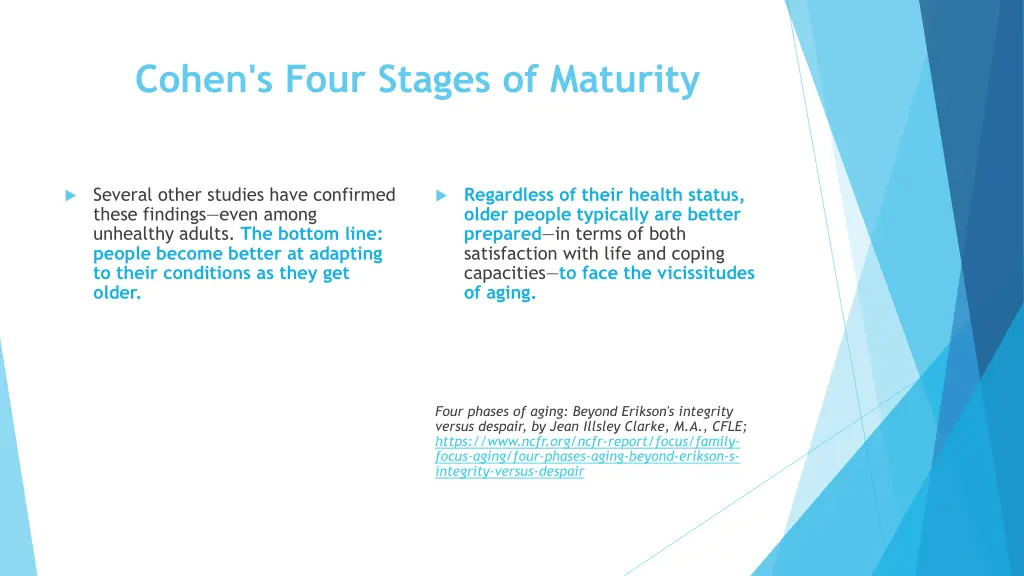 cohen s four stages of maturity 4