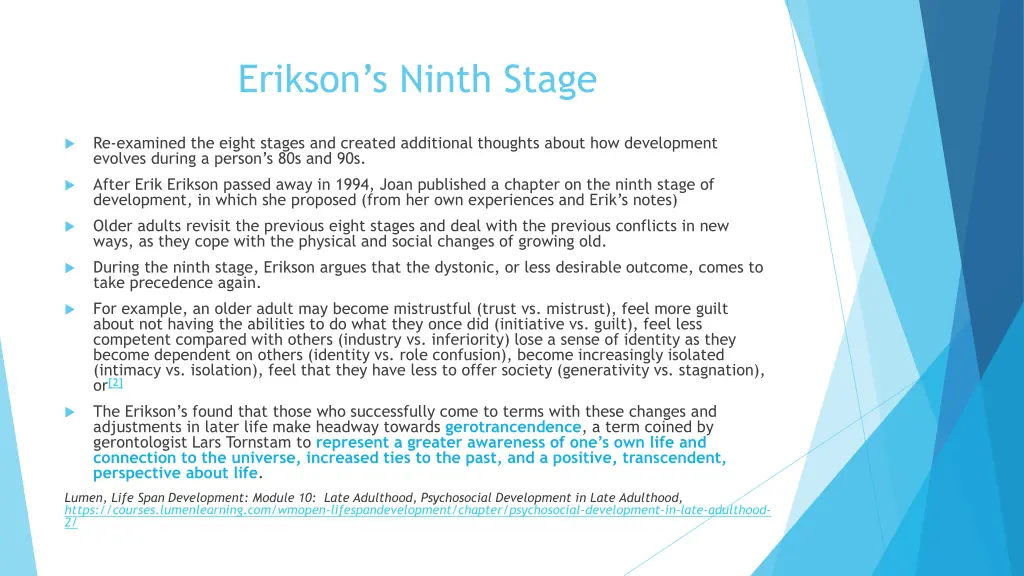 erikson s ninth stage