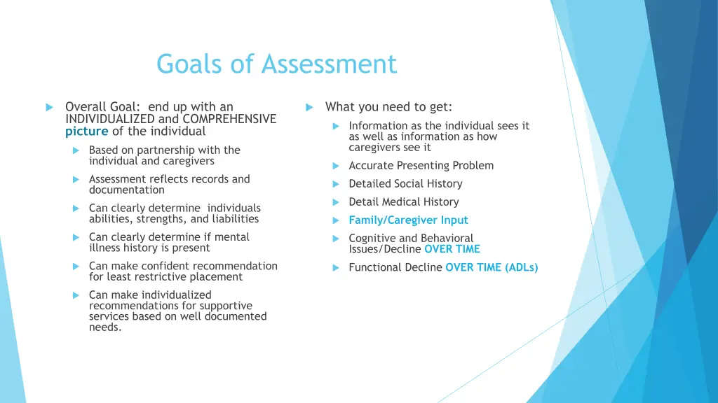 goals of assessment