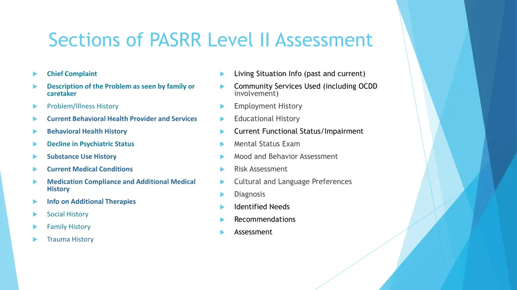 sections of pasrr level ii assessment