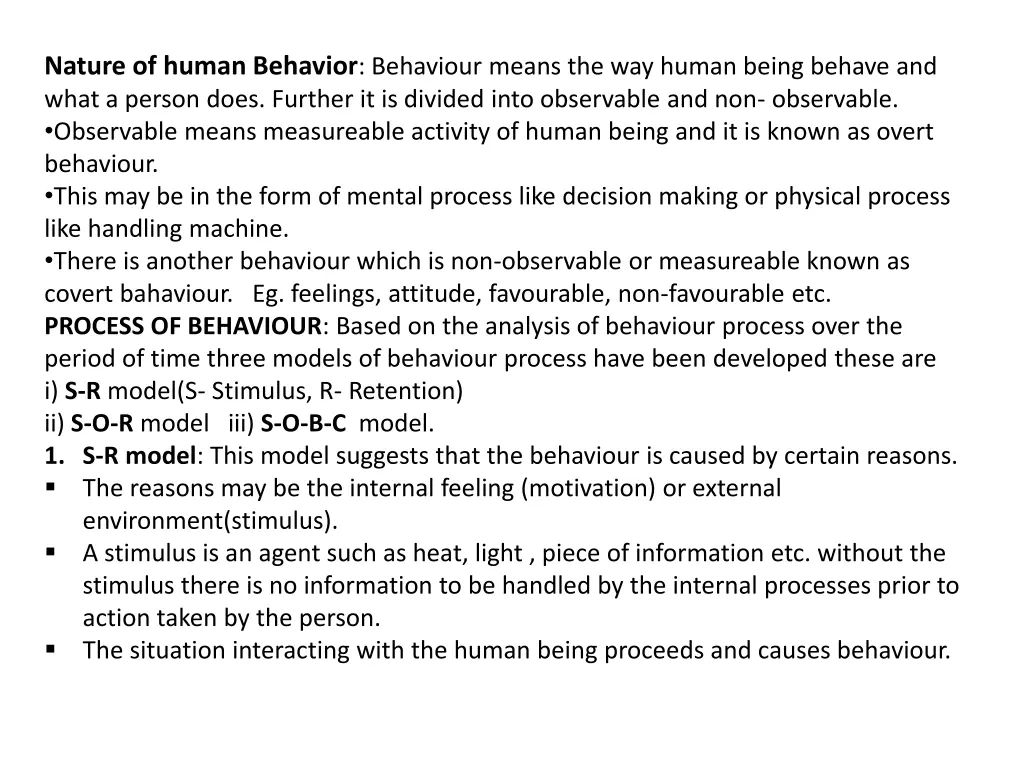 nature of human behavior behaviour means