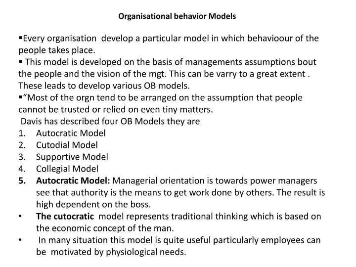 organisational behavior models