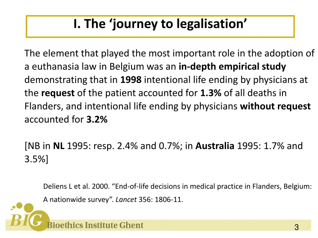 i the journey to legalisation