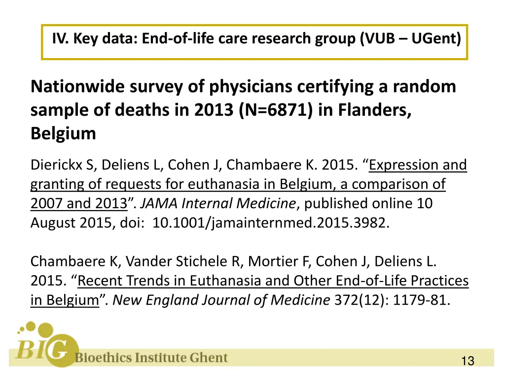 iv key data end of life care research group