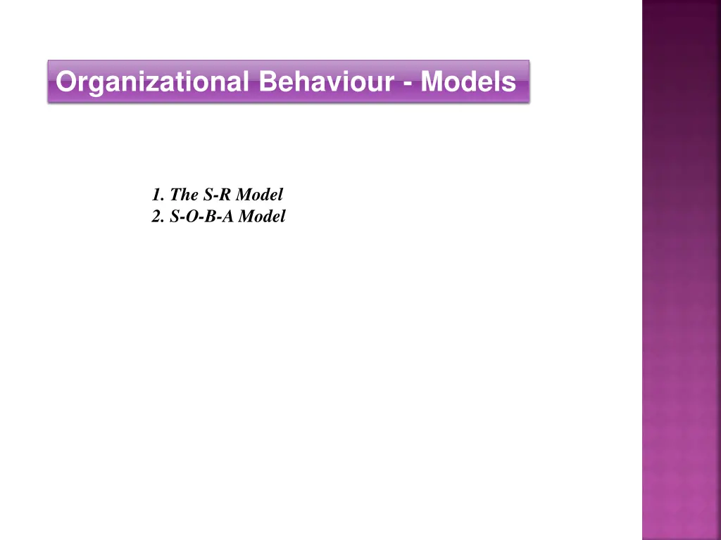 organizational behaviour models