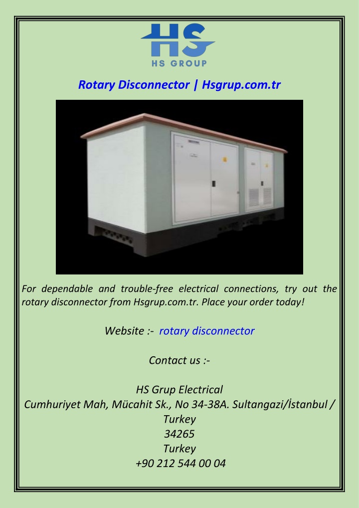 rotary disconnector hsgrup com tr