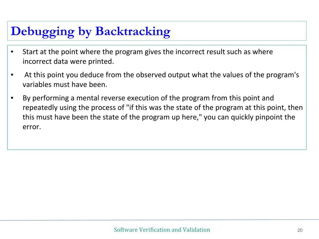 debugging by backtracking