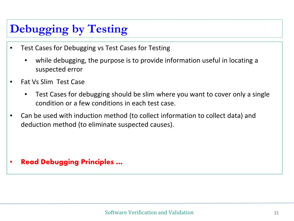 debugging by testing