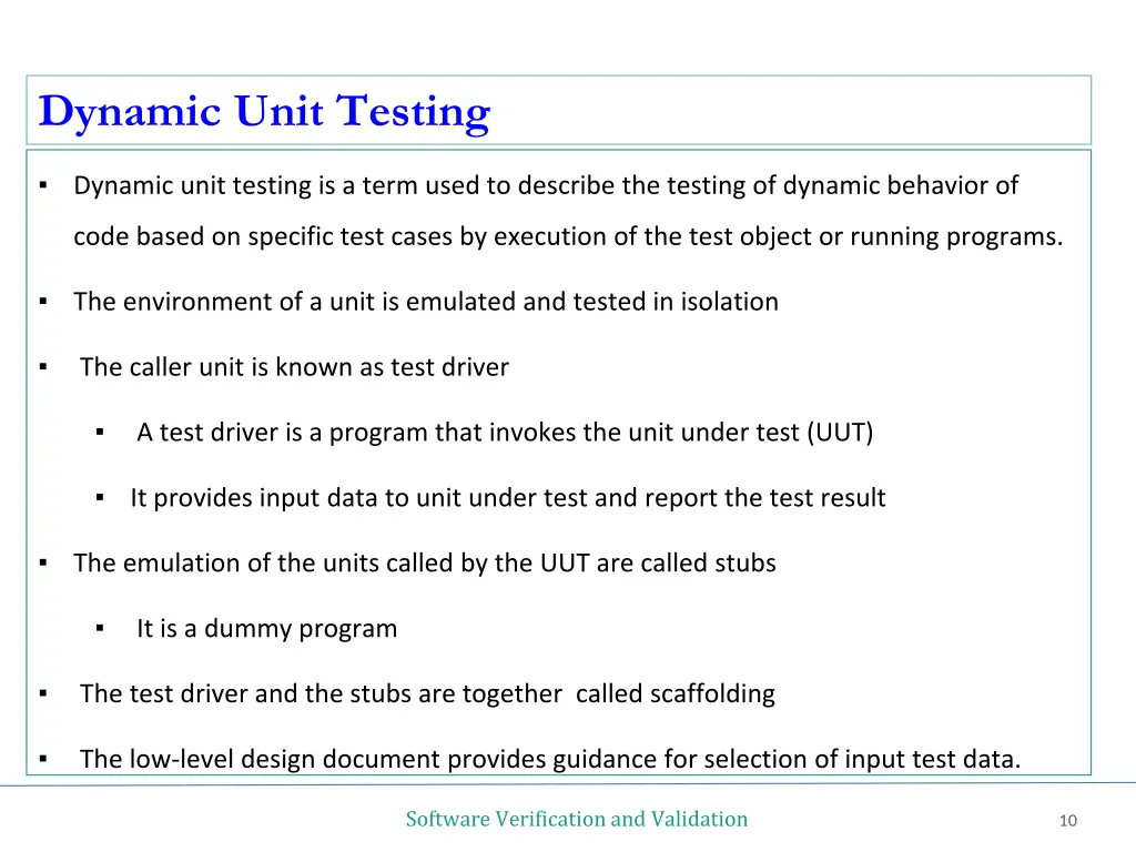 dynamic unit testing