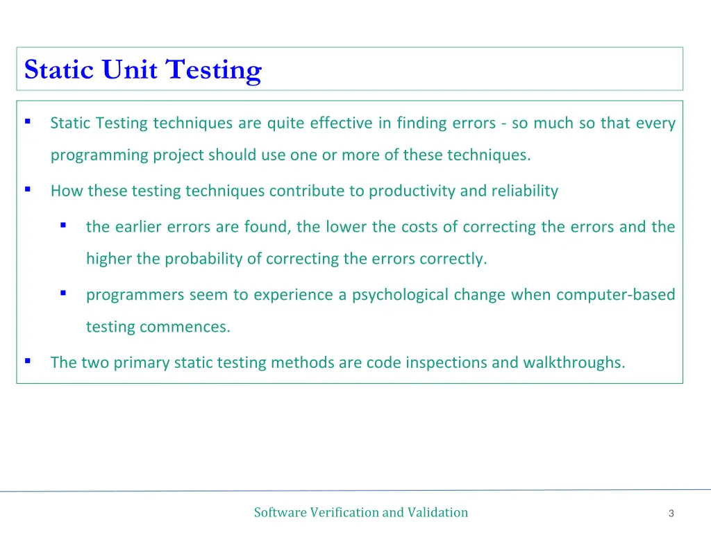 static unit testing