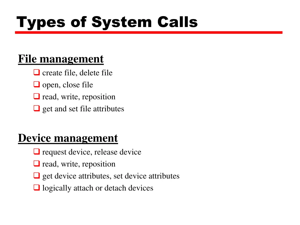 types of system calls 1