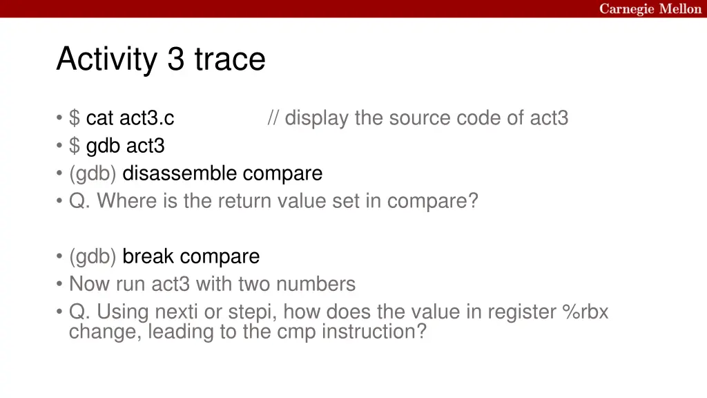 activity 3 trace