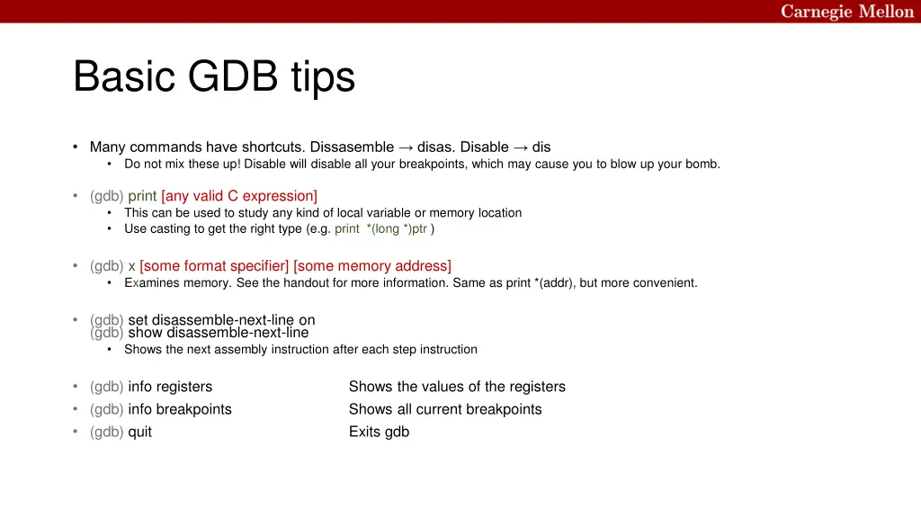 basic gdb tips