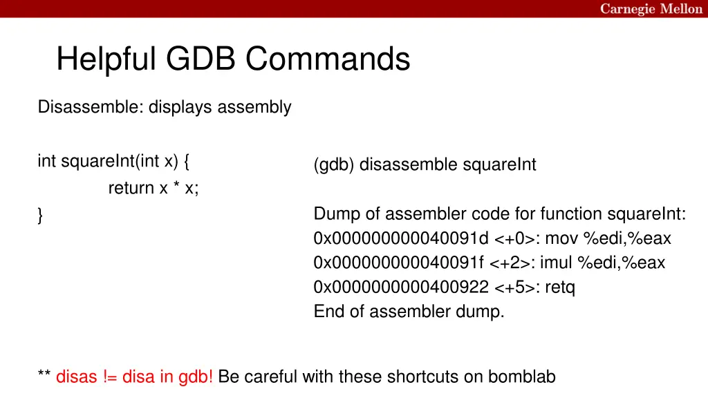 helpful gdb commands