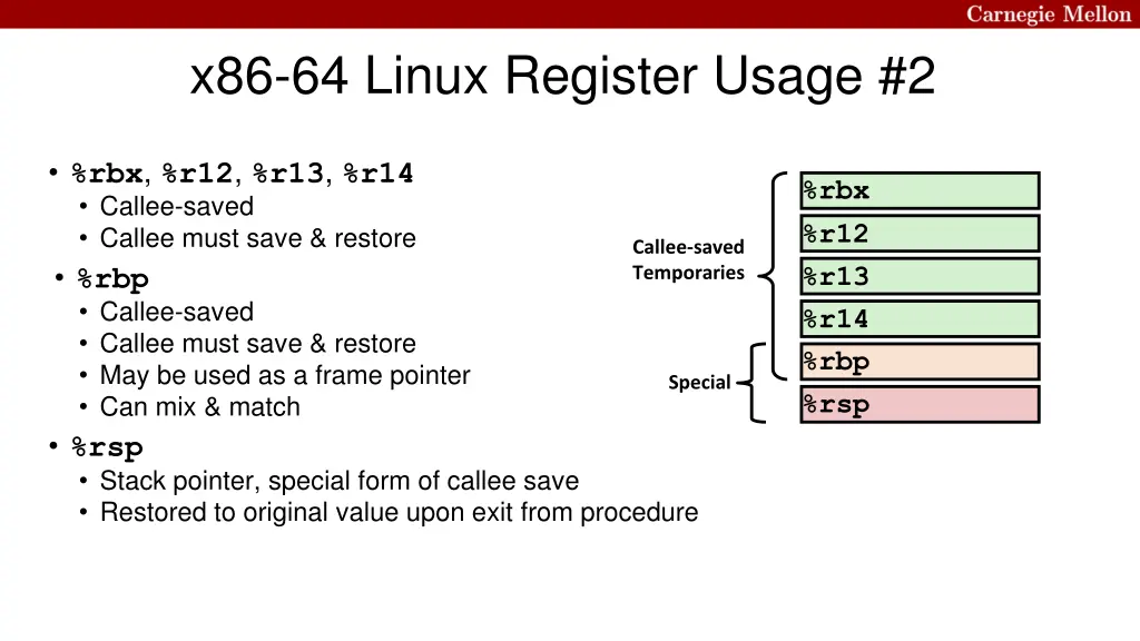 x86 64 linux register usage 2