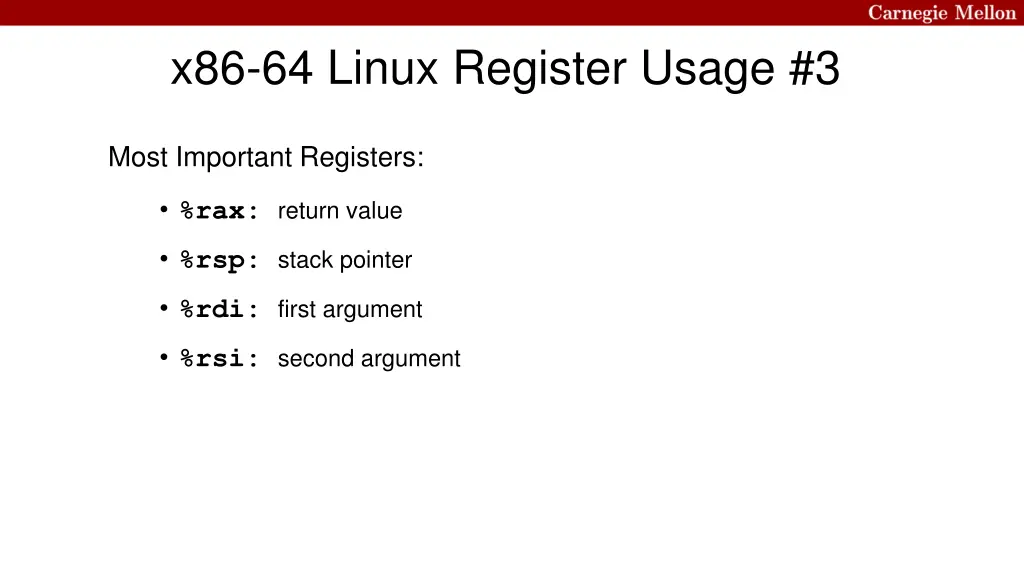 x86 64 linux register usage 3