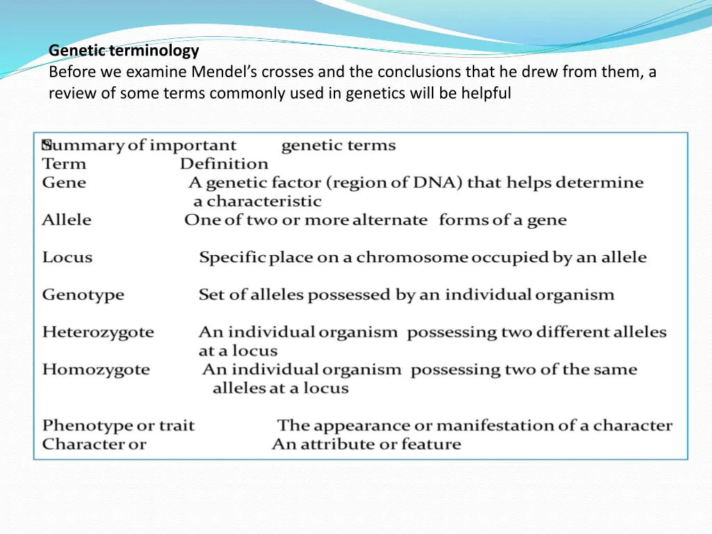 genetic terminology before we examine mendel