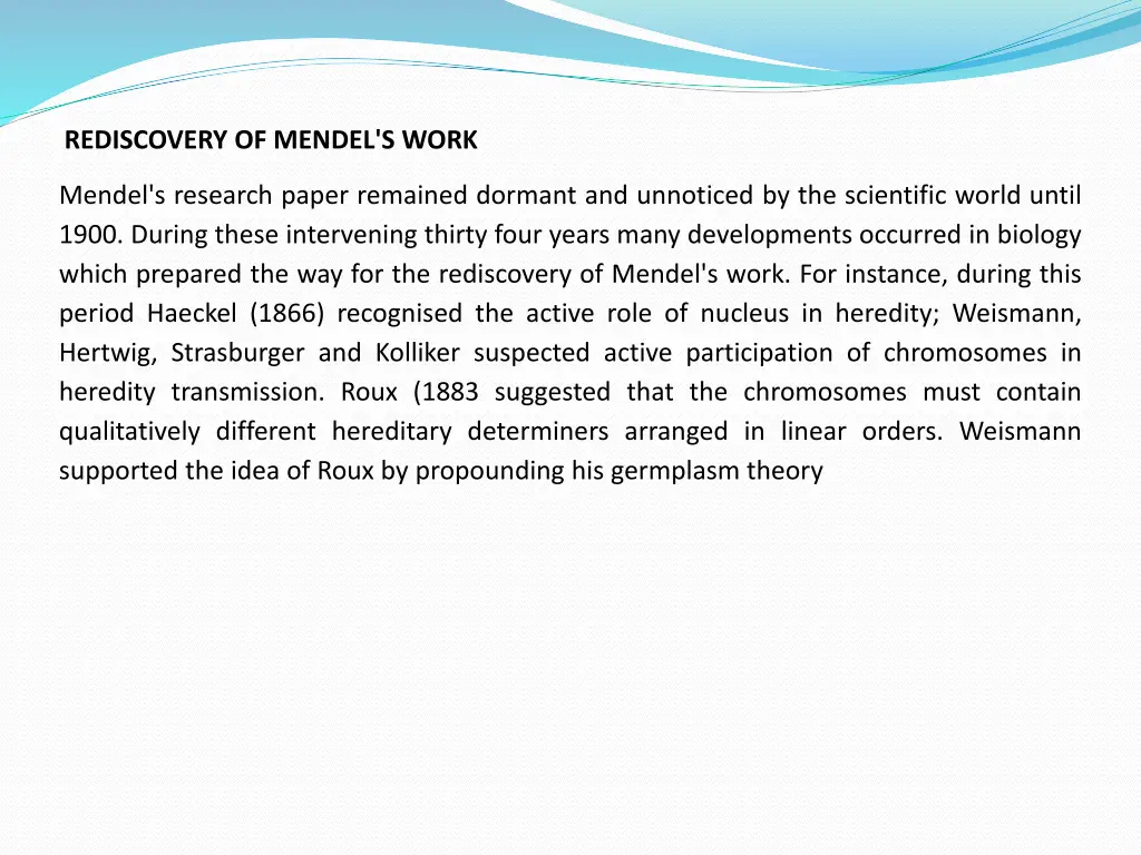 rediscovery of mendel s work