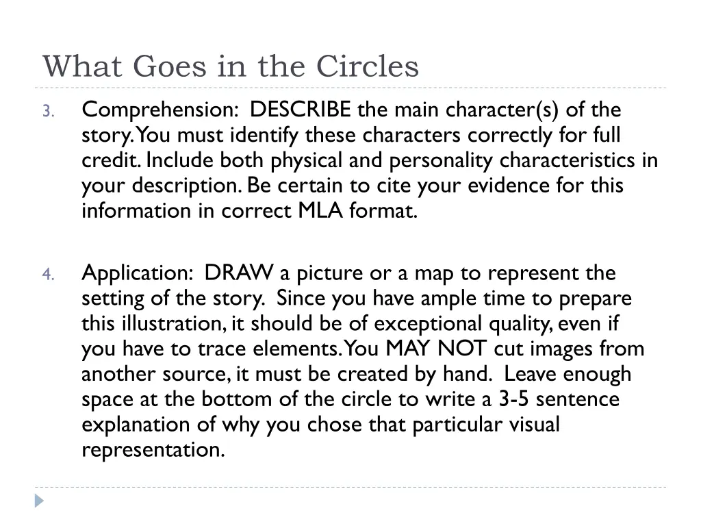 what goes in the circles comprehension describe