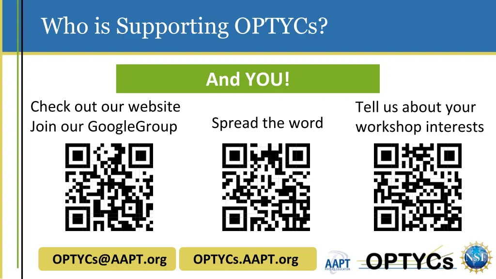 who is supporting optycs 2