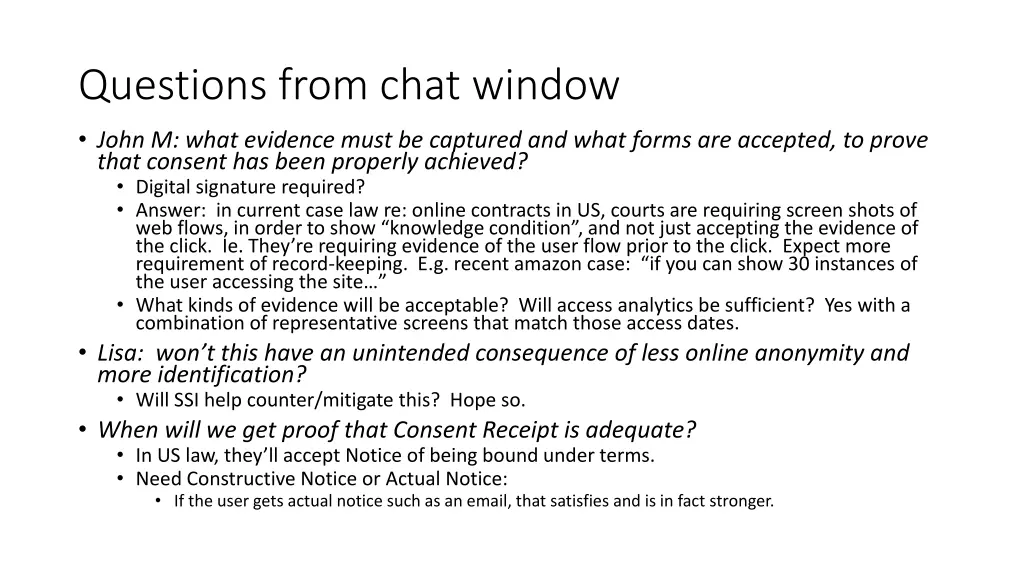 questions from chat window