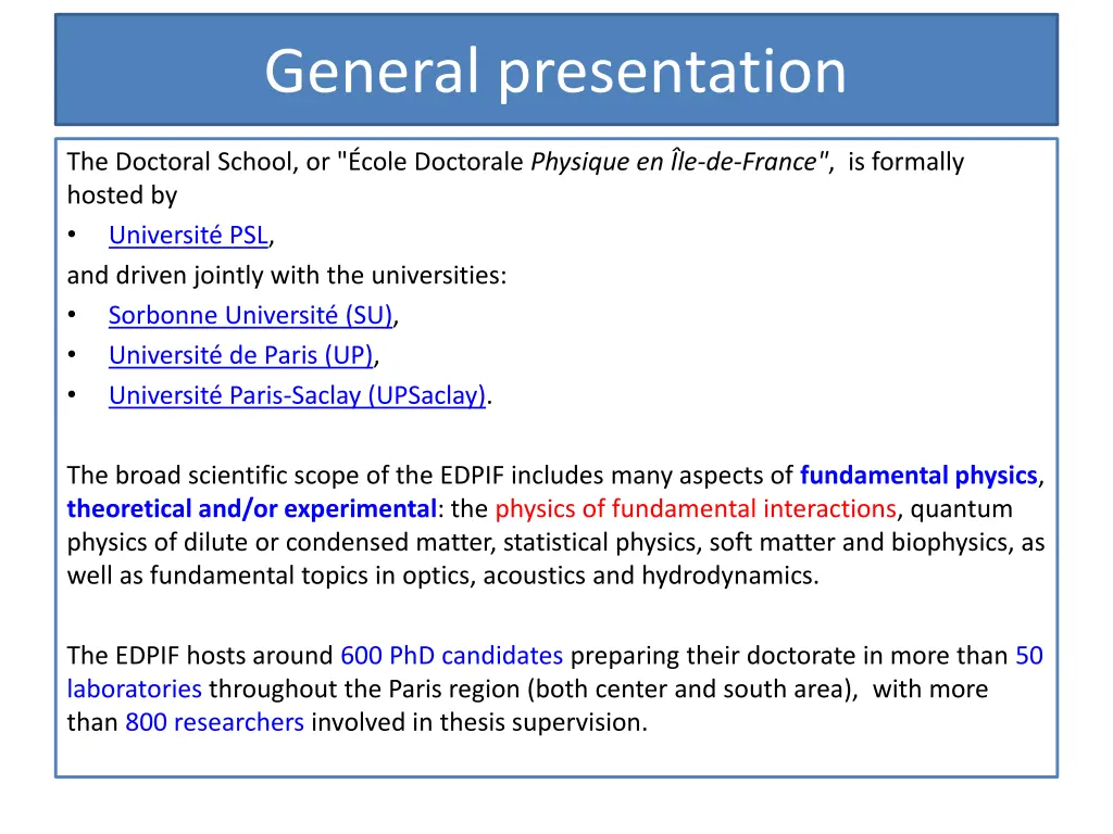 general presentation