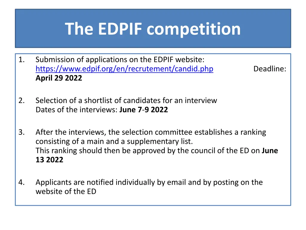 the edpif competition