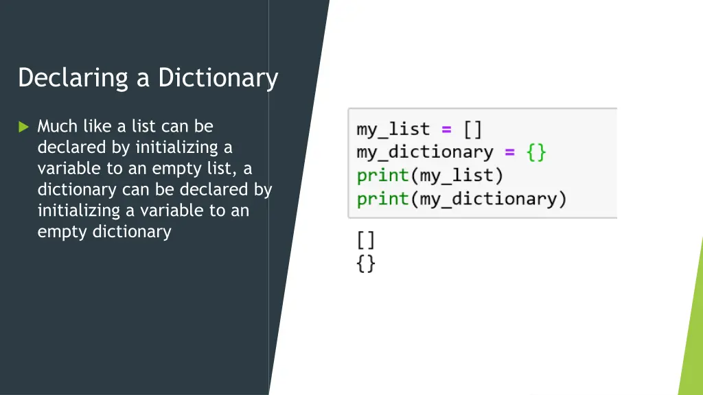 declaring a dictionary 1