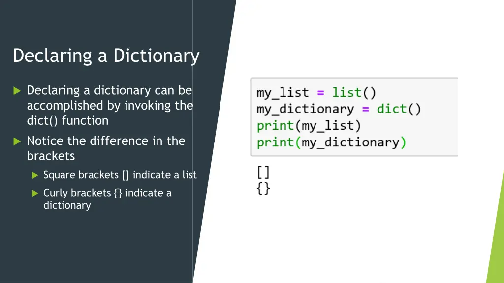 declaring a dictionary