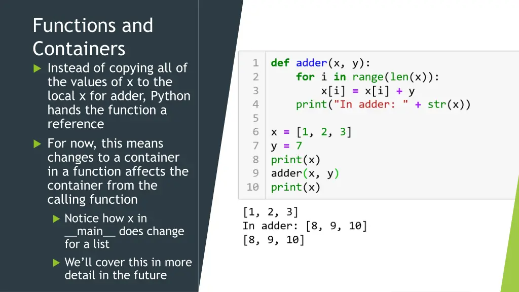 functions and containers instead of copying