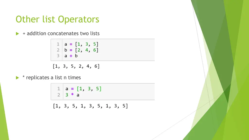 other list operators