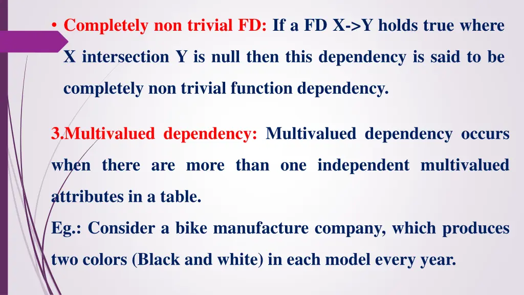 completely non trivial fd if a fd x y holds true