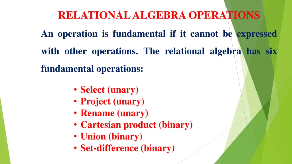 relational algebra operations