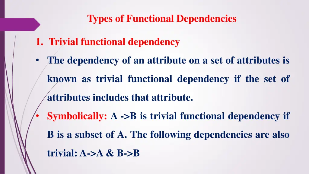 types of functional dependencies