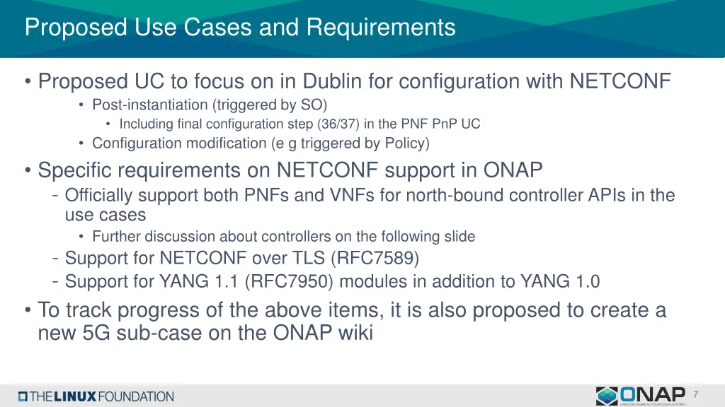 proposed use cases and requirements