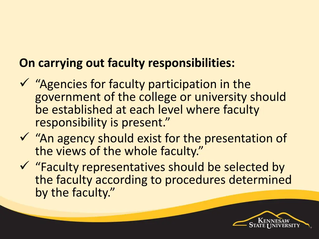 on carrying out faculty responsibilities agencies