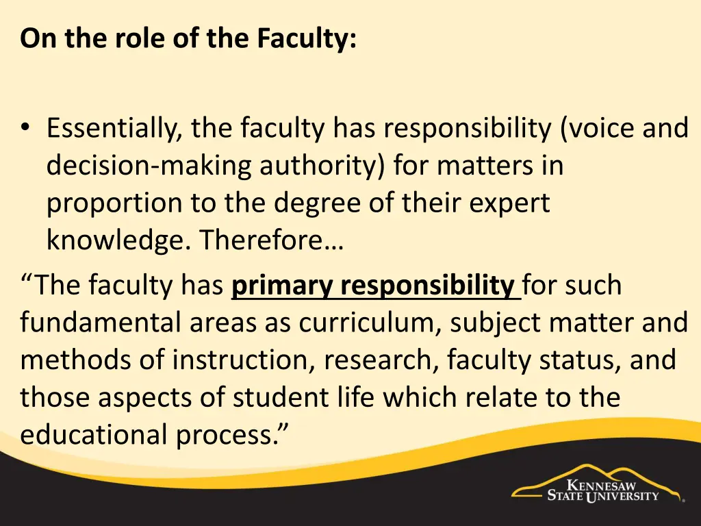 on the role of the faculty