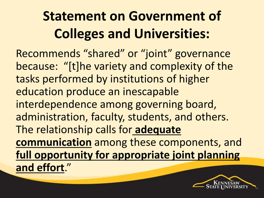 statement on government of colleges