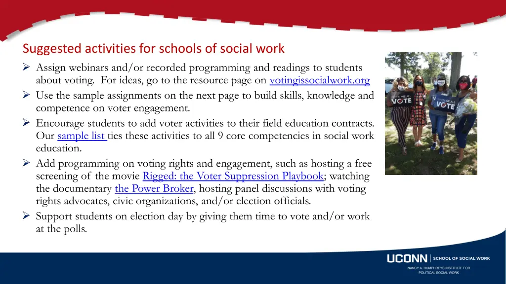 suggested activities for schools of social work