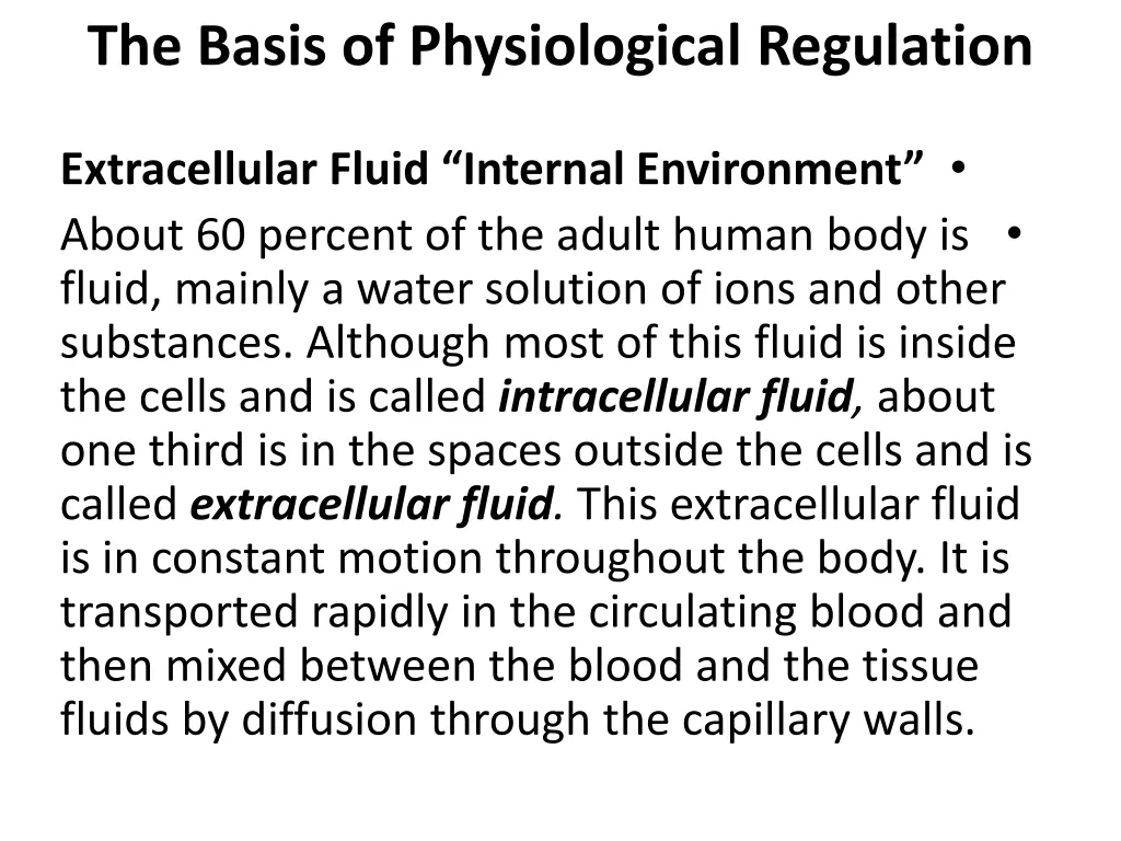 the basis of physiological regulation