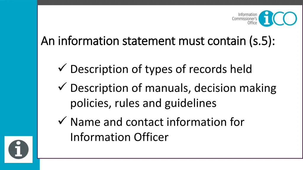 an information statement must contain 1