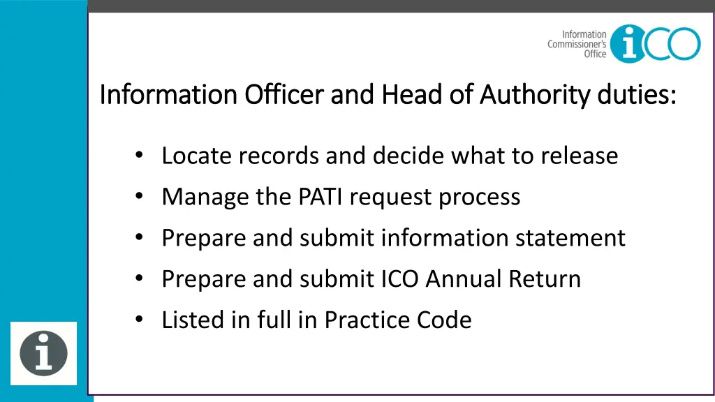 information officer and head of authority duties
